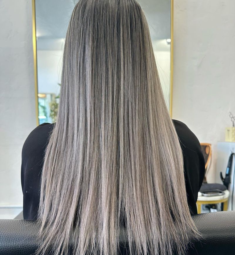 Ash Blonde Highlights on Straight Hair