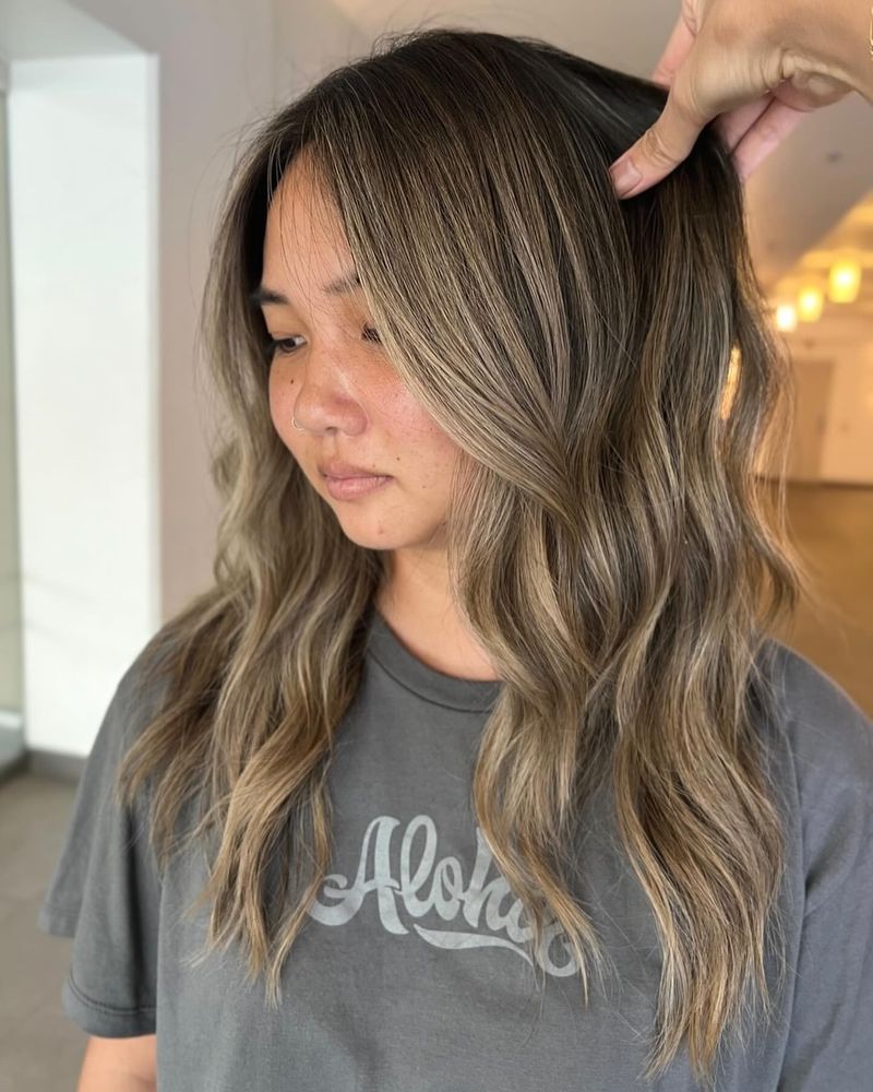 Ash Blonde Highlights with Dark Roots