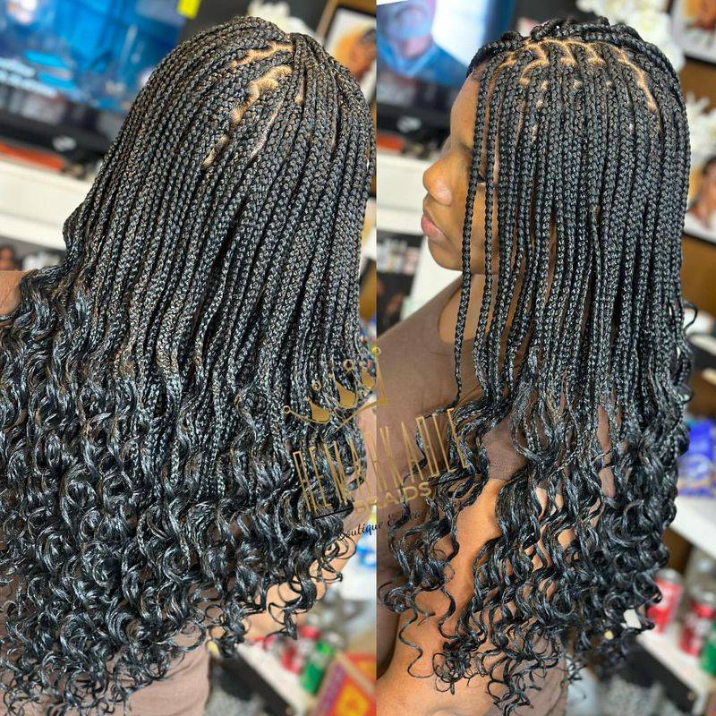 Ghana Braids with Curled Ends