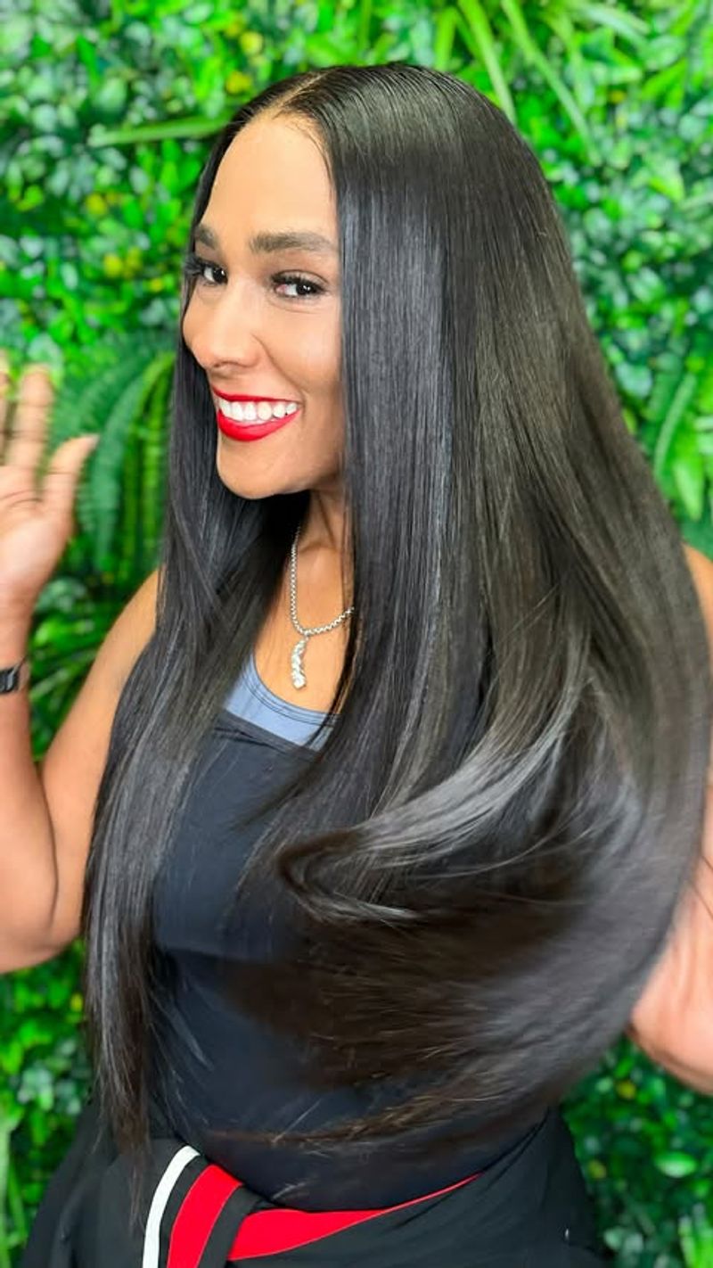 Pin-Straight Hair with Middle Part