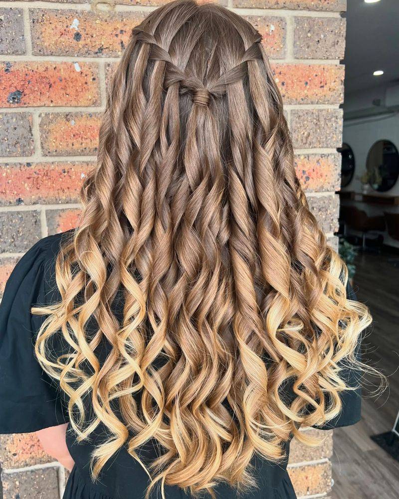 Waterfall Braid with Soft Curls