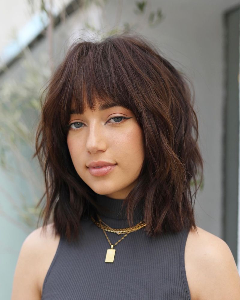 Blunt Lob with Bangs