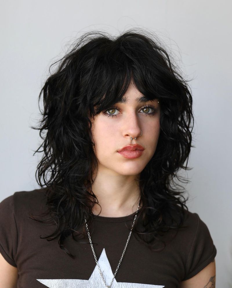 Curly Lob with Bangs