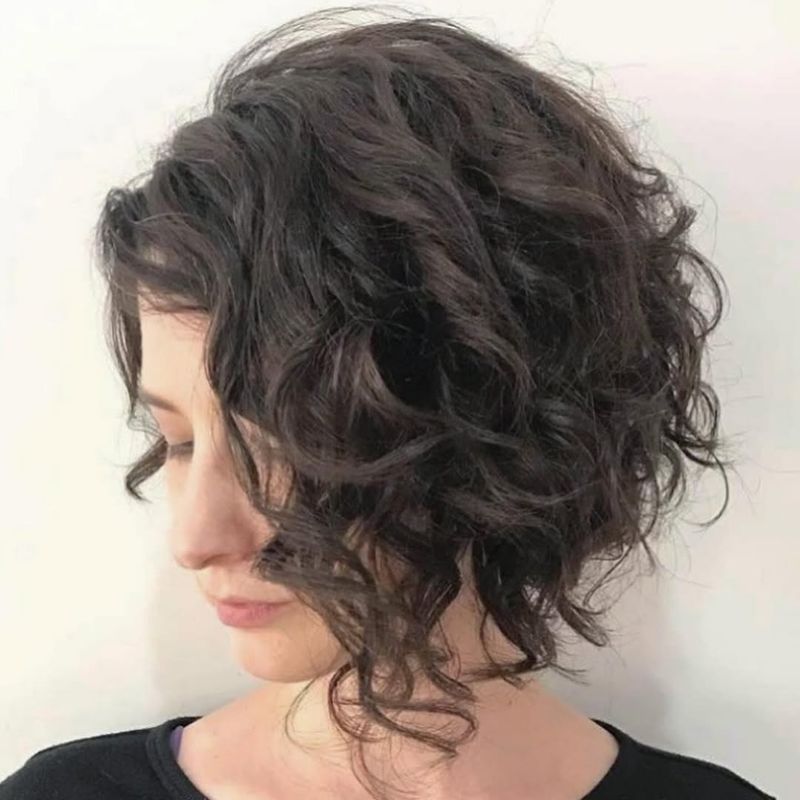 Asymmetrical Curly Cut