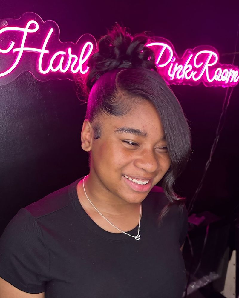 Side-Parted Updo with Braids
