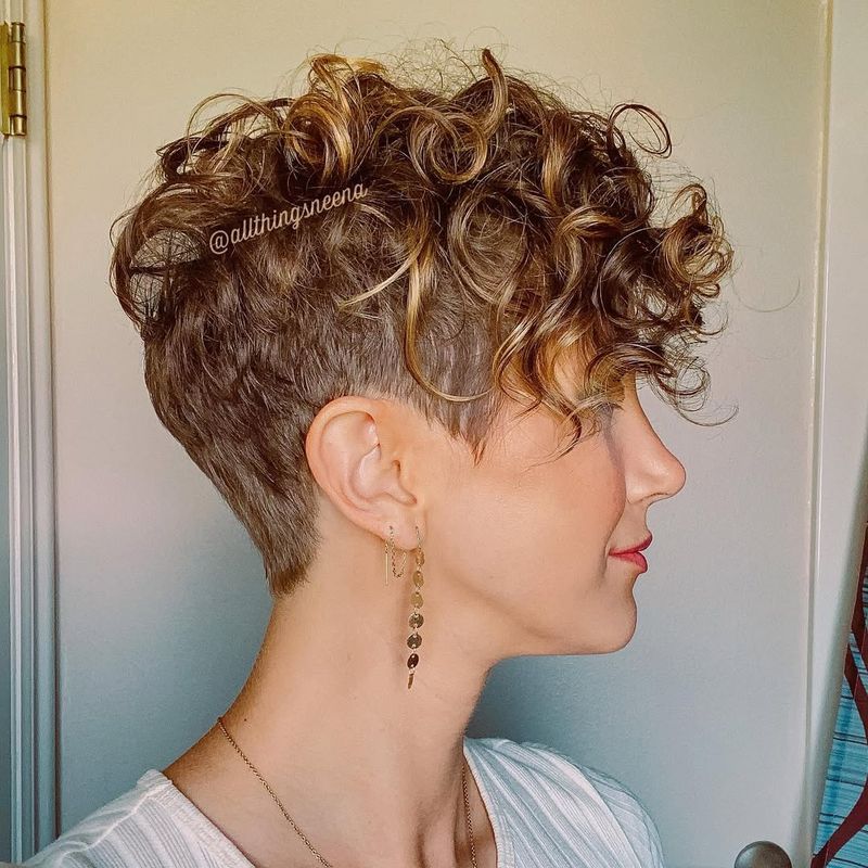 Curly Pixie with Shaved Sides