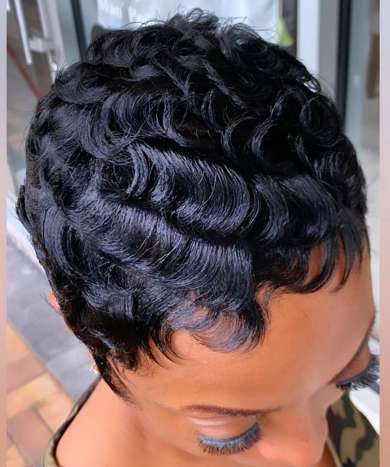 Curly Pixie with Soft Waves