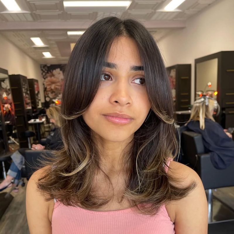 Curtain Bangs with Shoulder-Length Hair